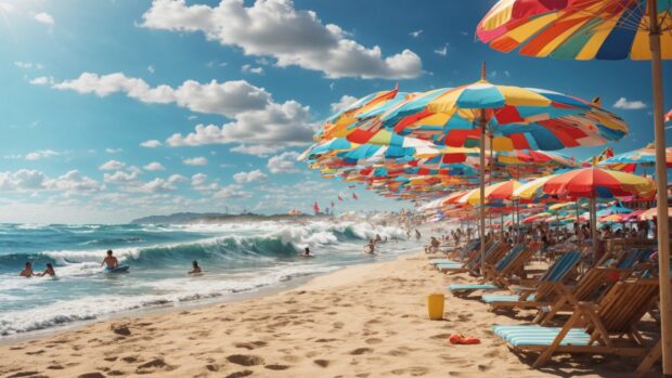 Hot Summer HD wallpaper featuring a modern beach.