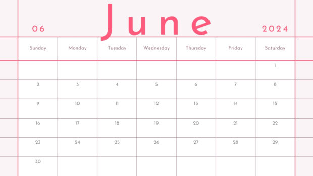 June 2024 Calendar Desktop Wallpapers HD Free Download