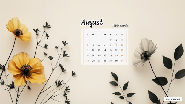Minimalist August 2024 Calendar Wallpaper.
