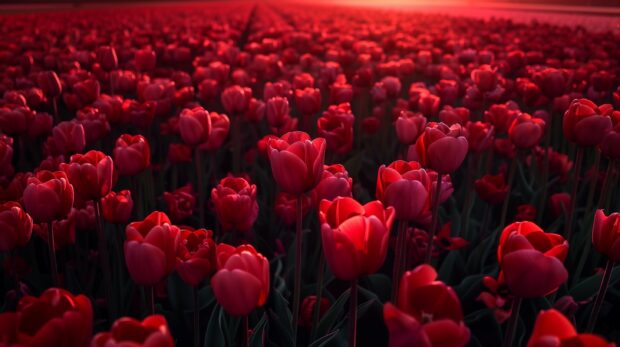 Red Tulip flower field, photography, bold wallpaper.