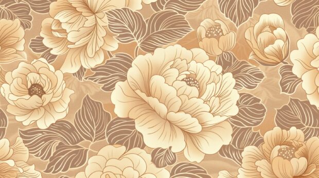 Retro style, beige brown flower pattern background.