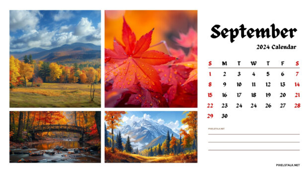 September 2024 Calendar 4K Wallpaper.
