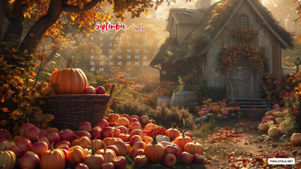 September 2024 Calendar Desktop Wallpaper Pumpkin.