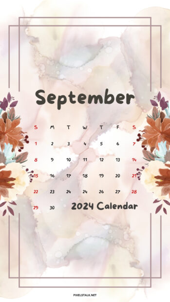 September 2024 Calendar iPhone Digital Wallpaper.
