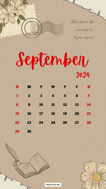 September 2024 Calendar iPhone Image.