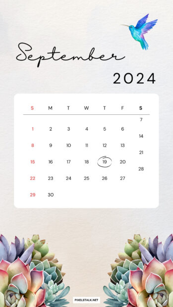 September 2024 Calendar iPhone Wallpaper.