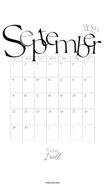 September 2024 Calendar iPhone Wallpaper Free Download.
