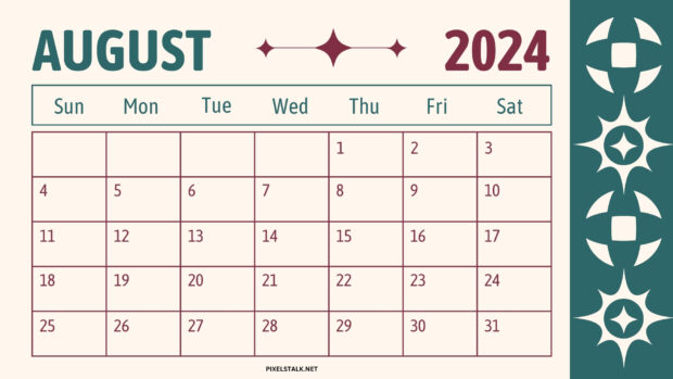 Simple August 2024 Calendar HD Wallpaper.