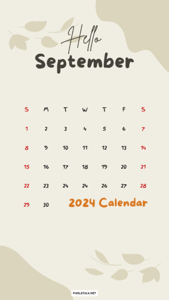 Simple September 2024 Calendar iPhone HD Wallpaper.