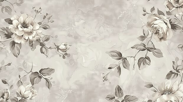 Soft flower pattern background, muted natural tones.