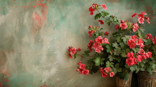 Summer beautiful Geraniums blooming wallpaper.
