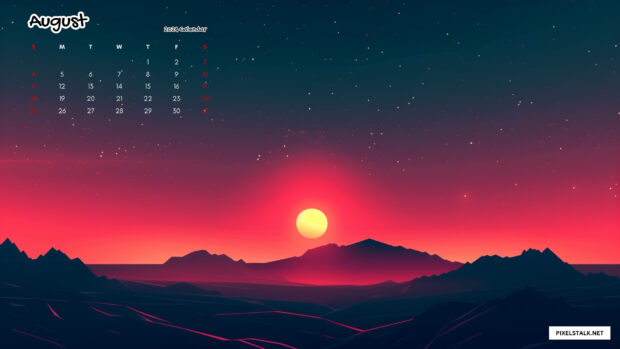 Sunset August 2024 Calendar Desktop Background.