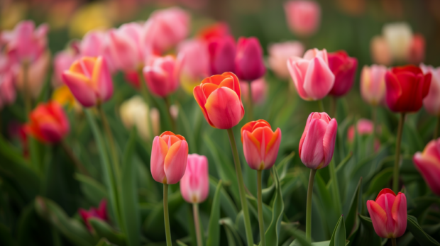 Tulip flower field photo.