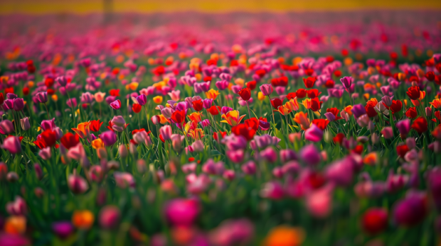 Tulip flower field, photography, bold image.