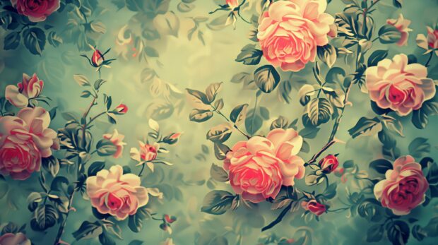 Vintage rose flower background for Desktop.