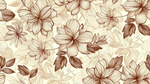 ultra low saturation retro style, beige brown floral pattern.